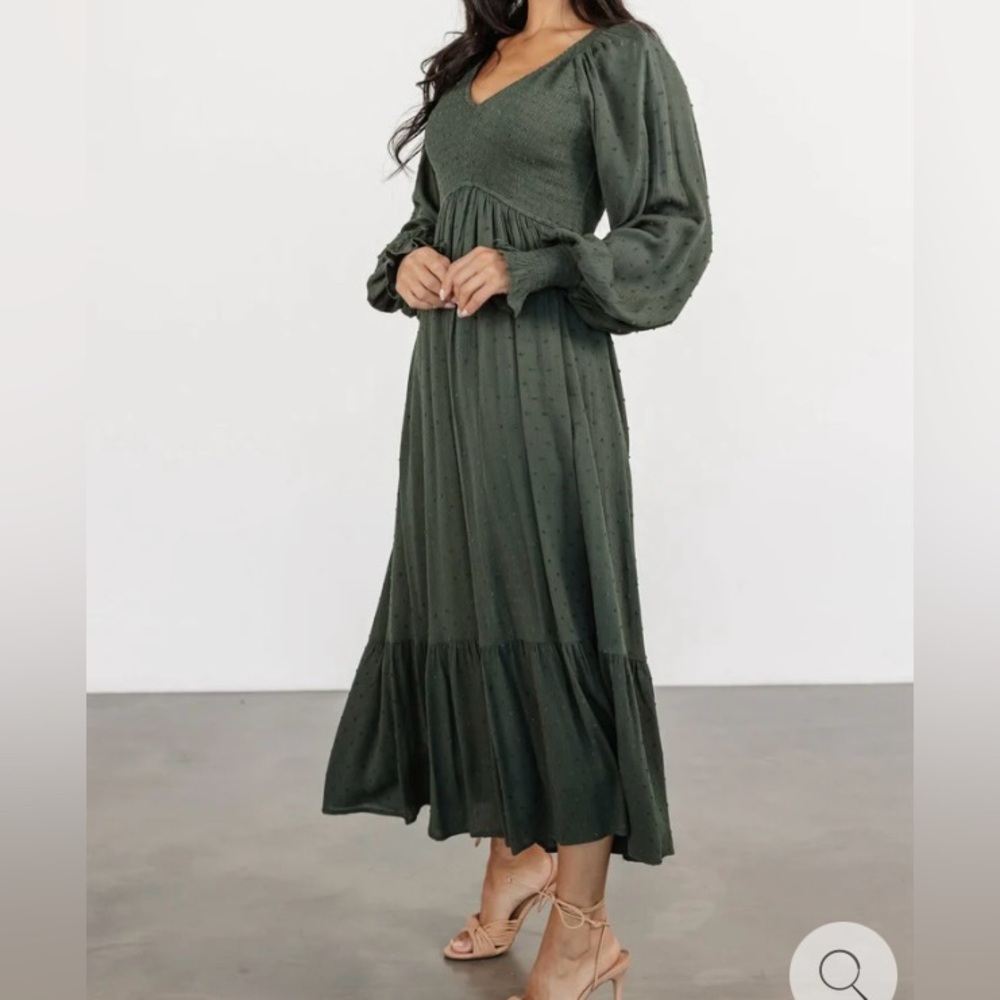 Baltic Born Midi Smocked Dress Dark Sage 2XL